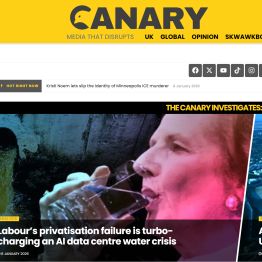 Screenshot of The Canary's splash page